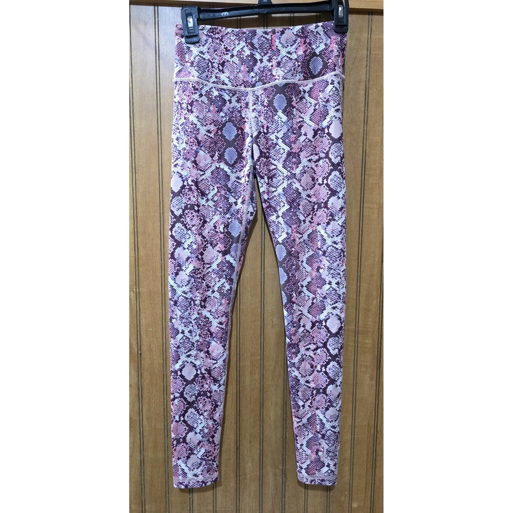 Victoria Secret Sport Leggings Women Sz XS‎ Pink Snakeskin Print Stretch Pocket